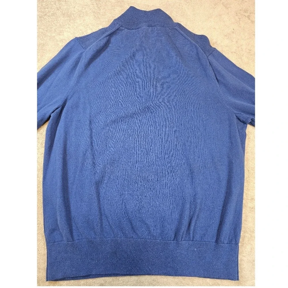 Banana Republic Mens Blue 1/4 Zip Sweater Textured Shoulder Mock Neck Pullover L